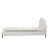 Oikiture Bed Frame with Mattress Double Size White Boucle - Front View