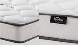 Oikiture Bed Frame with Mattress Double Size White Boucle - Low Angle
