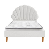 Oikiture Bed Frame with Mattress Single Size White Boucle - Extra Image