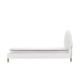 Oikiture Bed Frame with Mattress Single Size White Boucle - 45-Degree Angle