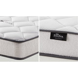Oikiture Bed Frame with Mattress Single Size White Boucle - Front View