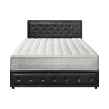 Oikiture Bed Frame with Mattress Double Size Gas Lift Black Leather