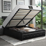 Oikiture Bed Frame with Mattress Double Size Gas Lift Black Leather - Extra Image