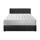 Oikiture Bed Frame with Mattress King Size Gas Lift Black Leather