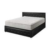 Oikiture Bed Frame with Mattress King Size Gas Lift Black Leather