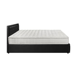 Oikiture Bed Frame with Mattress King Size Gas Lift Black Leather