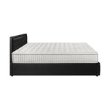 Oikiture Bed Frame with Mattress King Size Gas Lift Black Leather - Top-Down View