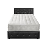 Oikiture Bed Frame with Mattress King Single Gas Lift Black Leather