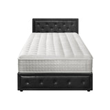 Oikiture Bed Frame with Mattress King Single Gas Lift Black Leather - Side View