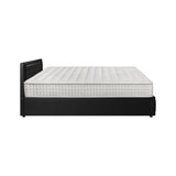 Oikiture Bed Frame with Mattress King Single Gas Lift Black Leather