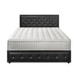 Oikiture Bed Frame with Mattress Queen Size Gas Lift Black Leather - 45-Degree Angle