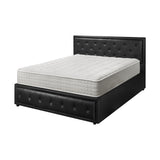 Oikiture Bed Frame with Mattress Queen Size Gas Lift Black Leather
