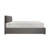 Oikiture Bed Frame with Mattress Double Size Gas Lift Grey Fabric