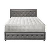 Oikiture Bed Frame with Mattress King Size Gas Lift Grey Fabric