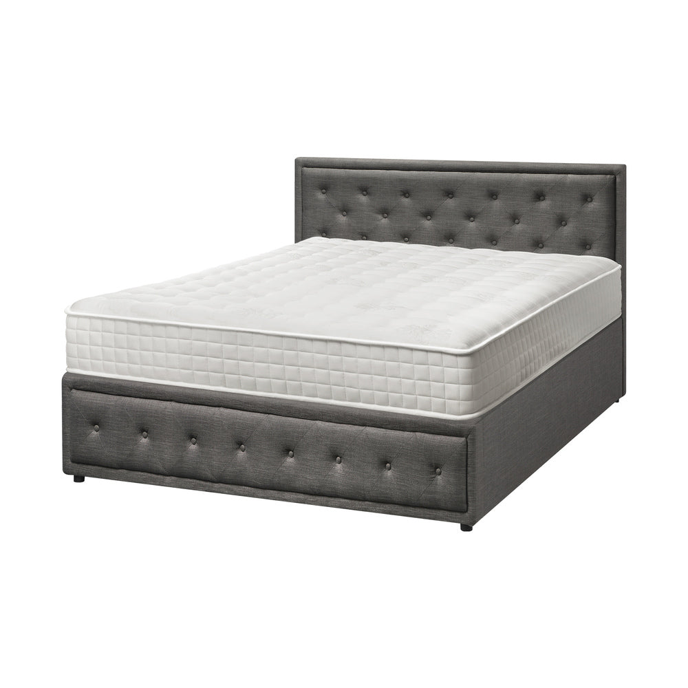 Oikiture Bed Frame with Mattress King Size Gas Lift Grey Fabric