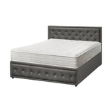 Oikiture Bed Frame with Mattress King Size Gas Lift Grey Fabric - Close-Up Angle