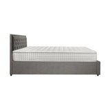 Oikiture Bed Frame with Mattress King Size Gas Lift Grey Fabric - 45-Degree Angle