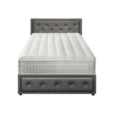 Oikiture Bed Frame with Mattress King Single Gas Lift Grey Fabric