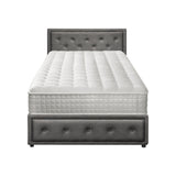 Oikiture Bed Frame with Mattress King Single Gas Lift Grey Fabric - Close-Up Angle