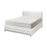 Oikiture Bed Frame with Mattress Set Double Size Gas Lift White