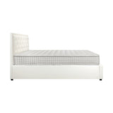 Oikiture Bed Frame with Mattress Set Double Size Gas Lift White