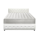 Oikiture Bed Frame with Mattress King Size Gas Lift White