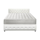 Oikiture Bed Frame with Mattress King Size Gas Lift White - Front View