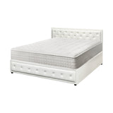 Oikiture Bed Frame with Mattress King Size Gas Lift White
