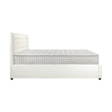 Oikiture Bed Frame with Mattress King Size Gas Lift White