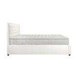 Oikiture Bed Frame with Mattress King Size Gas Lift White - Low Angle