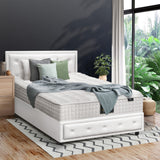 Oikiture Bed Frame with Mattress King Single Gas Lift White
