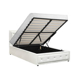 Oikiture Bed Frame with Mattress King Single Gas Lift White