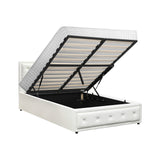 Oikiture Bed Frame with Mattress King Single Gas Lift White
