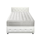 Oikiture Bed Frame with Mattress King Single Gas Lift White