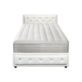 Oikiture Bed Frame with Mattress King Single Gas Lift White - Low Angle