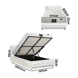 Oikiture Bed Frame with Mattress King Single Gas Lift White