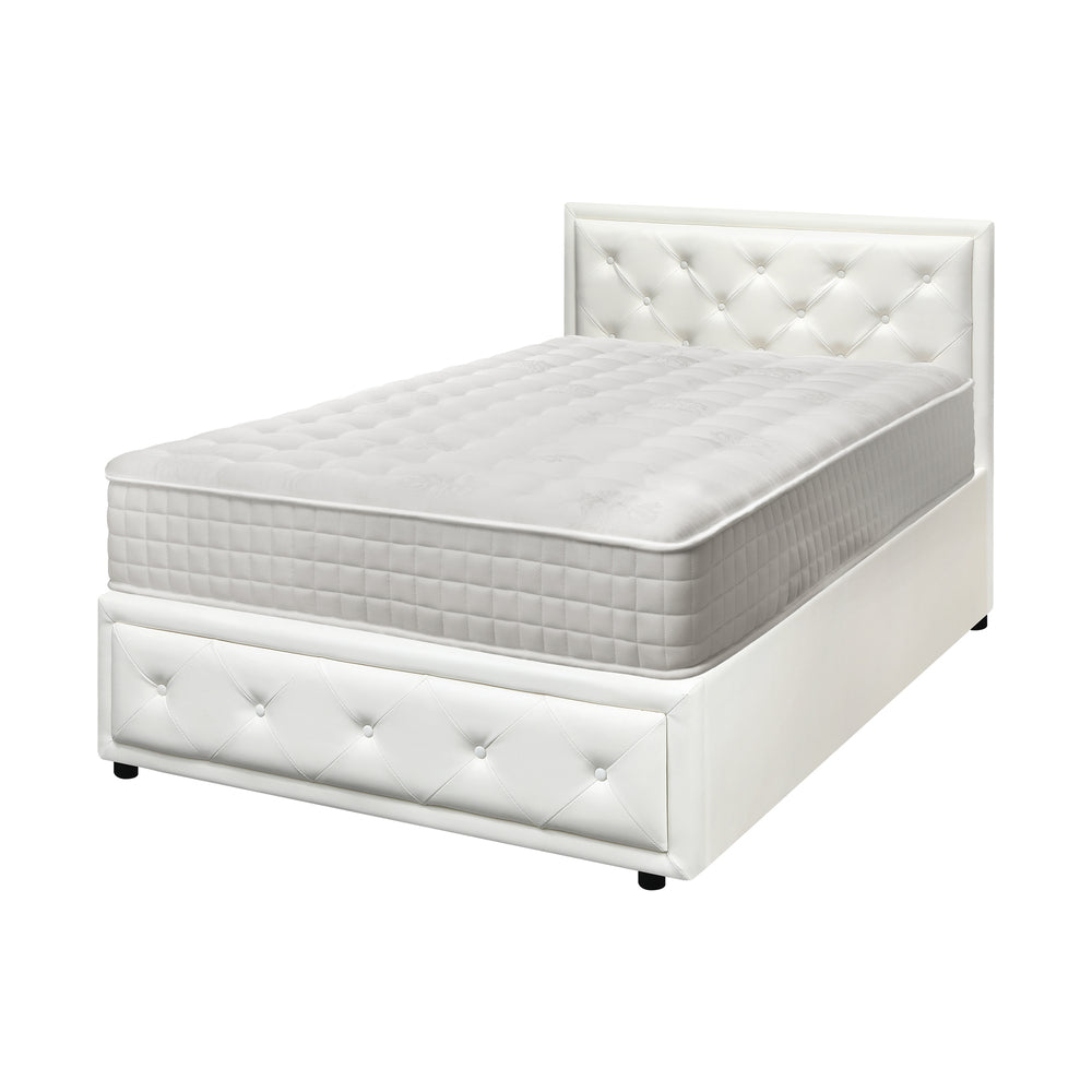 Oikiture Bed Frame with Mattress King Single Gas Lift White