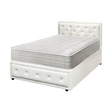 Oikiture Bed Frame with Mattress King Single Gas Lift White - Front View