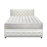 Oikiture Bed Frame with Mattress Queen Size Gas Lift White