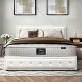 Oikiture Bed Frame with Mattress Queen Size Gas Lift White