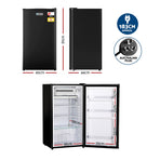Devanti 95L black bar fridge with chiller compartment, built-in handle