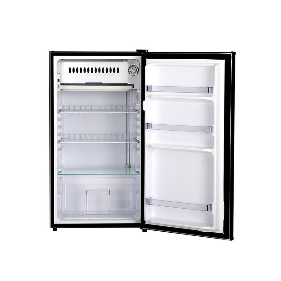 Devanti 95L black bar fridge with chiller compartment, separate chiller compartment