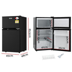 Devanti 85L black bar fridge with chiller compartment, chiller compartment