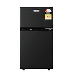 Devanti 85L black bar fridge with chiller compartment, crisper drawer
