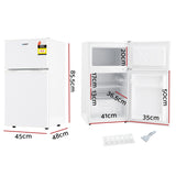 Devanti 80L Bar Fridge Mini Freezer Refrigerator White - Front View