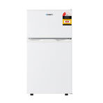 Devanti 85L white bar fridge with chiller compartment, built-in LED light