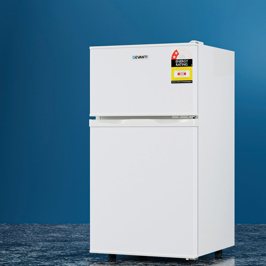 Devanti 85L white bar fridge with chiller compartment