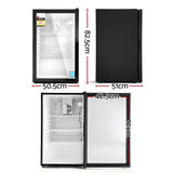 Devanti 105L Bar Fridge Glass Door Mini Fridge Countertop Cooler Black - Front View