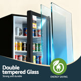 Devanti 105L Bar Fridge Glass Door Mini Fridge Countertop Cooler Black - 45-Degree Angle