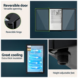Devanti 105L Bar Fridge Glass Door Mini Fridge Countertop Cooler Black - Rear View
